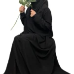 Premium Wool Peach Fabric Pocket Abaya - Black