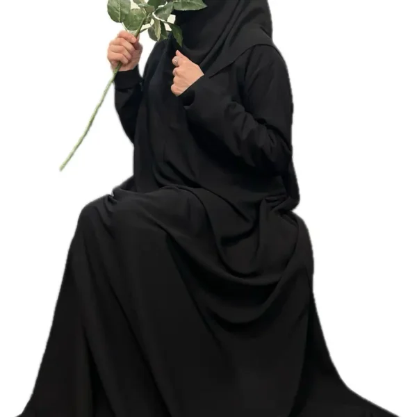 Premium Wool Peach Fabric Pocket Abaya - Black