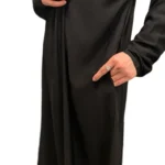 Premium Wool Peach Fabric Pocket Abaya - Black