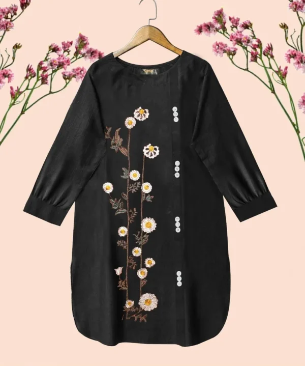 Embroidered Short Kurti – Stylish & Ready to Wear Cotton Blouse Womenswear Casual Top Elegant