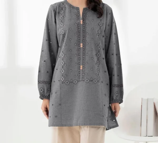 Embroidered Short Kurti – Stylish & Ready to Wear Cotton Blouse Womenswear Casual Top Elegant