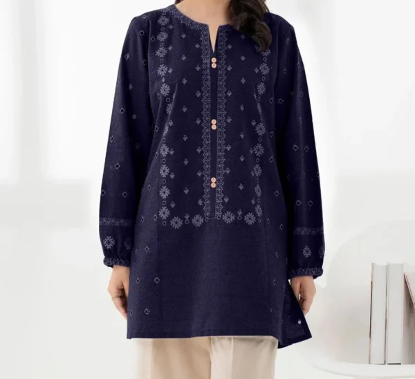 Embroidered Short Kurti – Stylish & Ready to Wear Cotton Blouse Womenswear Casual Top Elegant