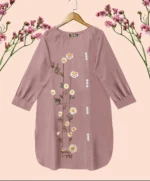 Embroidered Short Kurti – Stylish & Ready to Wear Cotton Blouse Womenswear Casual Top Elegant