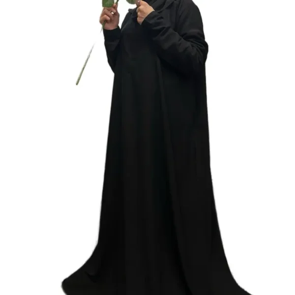 Premium Wool Peach Fabric Pocket Abaya - Black