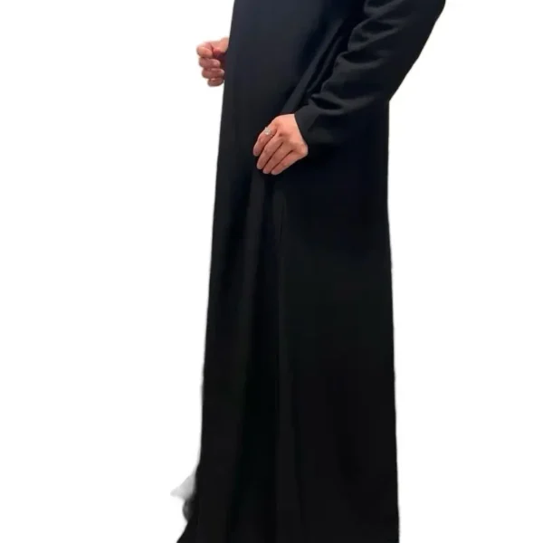 Premium Wool Peach Fabric Pocket Abaya - Black